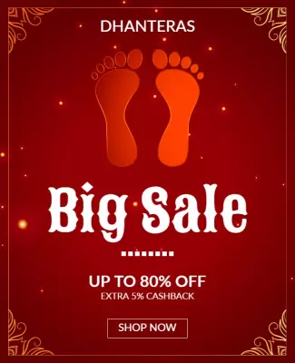 Vibrant Red Dhanteras Big Sale Discount Offer Poster Template