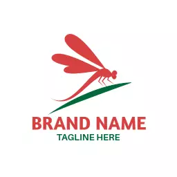 Vibrant Red Dragonfly Design Bringing Nature to Life Logo Template