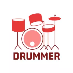 Vibrant Red Drum Set Illustrating Drummer Passion Logo Template