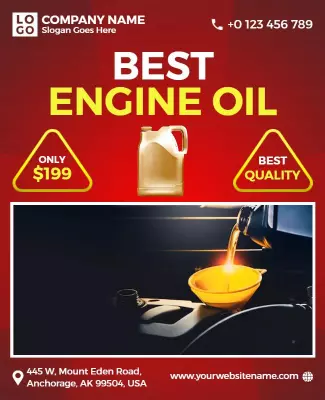 Vibrant Red Engine Oil Promotional Sale Poster Template
