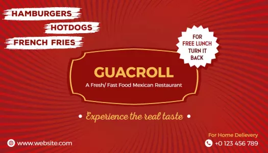 Vibrant Red Fast Food Mexican Restaurant Business Card Template