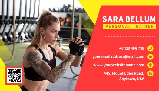 Vibrant Red Fitness Regimen Personal Trainer Business Card Template