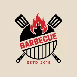 Vibrant Red Flames Emanate from BBQ Grill for Barbecue Logo Template
