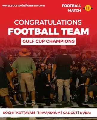 Vibrant Red Football Championship Celebration Poster Template