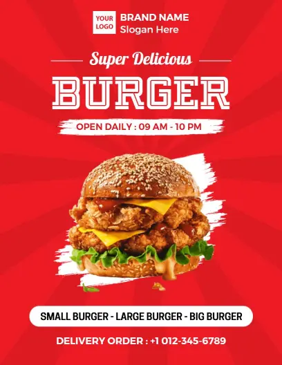 Vibrant Red Gourmet Burger Special Menu Template