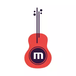 Vibrant Red Guitar Incorporating Stylish Alphabet Elements Logo Template