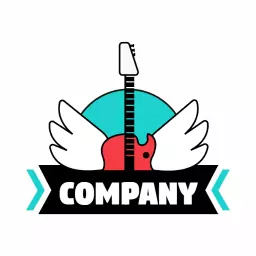 Vibrant Red Guitar with Wings Celebrating Rock Music Spirit Logo Template