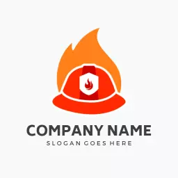 Vibrant Red Helmet Design with Fire Element Logo Template