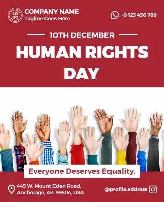 Vibrant Red Human Rights Day Awareness Poster Template