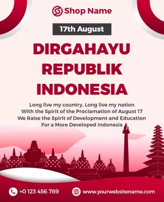 Vibrant Red Indonesia Independence Day Celebration Poster Template
