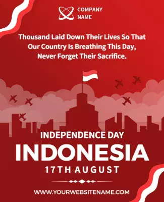 Vibrant Red Indonesian Independence Day Tribute Poster Template