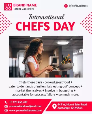 Vibrant Red International Chefs Day Celebration Poster Template