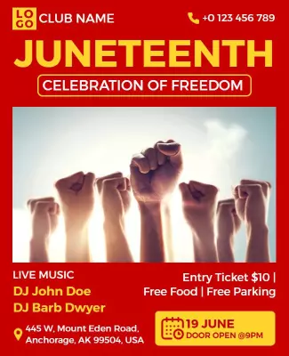 Vibrant Red Juneteenth Celebration of Freedom Poster Template