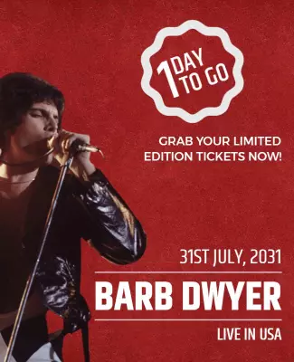 Vibrant Red Live Concert Announcement Poster Template