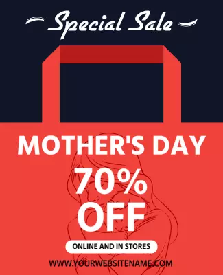 Vibrant Red Mother's Day Sale Discount Poster Template