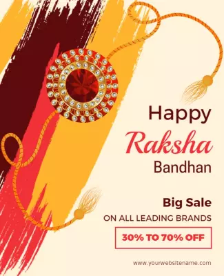 Vibrant Red Raksha Bandhan Festival Sale Poster Template