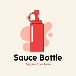 Vibrant Red Sauce Bottle Design Highlighting Flavorful Cuisine Logo Template