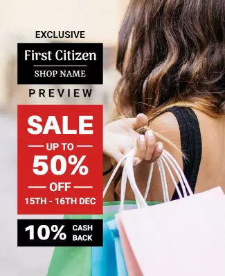 Vibrant Red Seasonal Sale Discount Shopping Poster Template