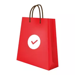 Vibrant Red Shopping Bag Design for 3D Marketing Logo Template