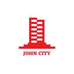 Vibrant Red Skyscraper Representation for City Development Logo Template
