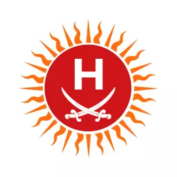 Vibrant Red Sun Design Featuring Letter H Alphabet Logo Template