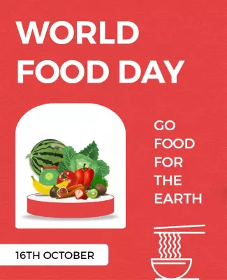 Vibrant Red World Food Day Celebration Poster Template