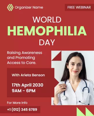 Vibrant Red World Hemophilia Awareness Webinar Poster Template