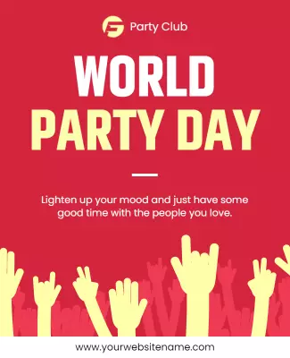 Vibrant Red World Party Day Celebration Poster Template