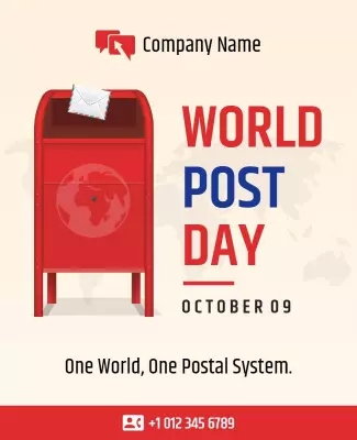 Vibrant Red World Post Day Celebration Poster Template