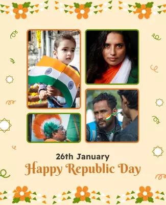 Vibrant Republic Day Celebration with Kids and Patriotic Colors Poster Template