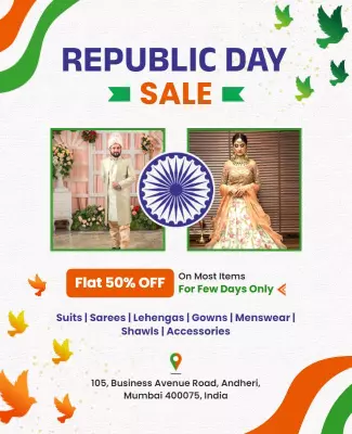 Vibrant Republic Day Sale Fashion Discount Poster Template