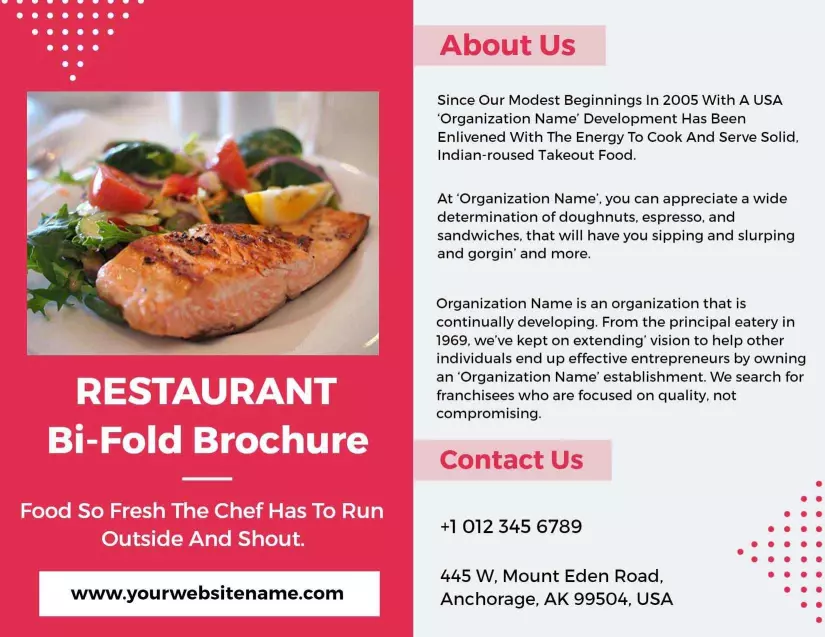 Vibrant Restaurant Takeout and Dine-In Menu Bi Fold Brochure Template