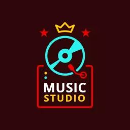 Vibrant Round Vinyl Record Design Celebrating Music Studio Logo Template
