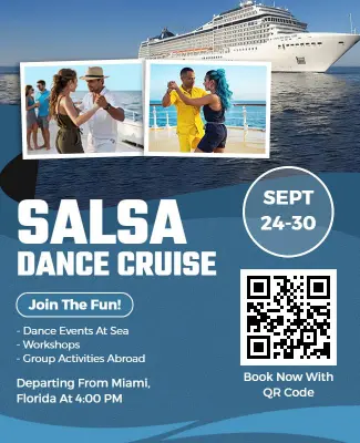 Vibrant Salsa Dance Cruise with QR Reservation Flyer Template