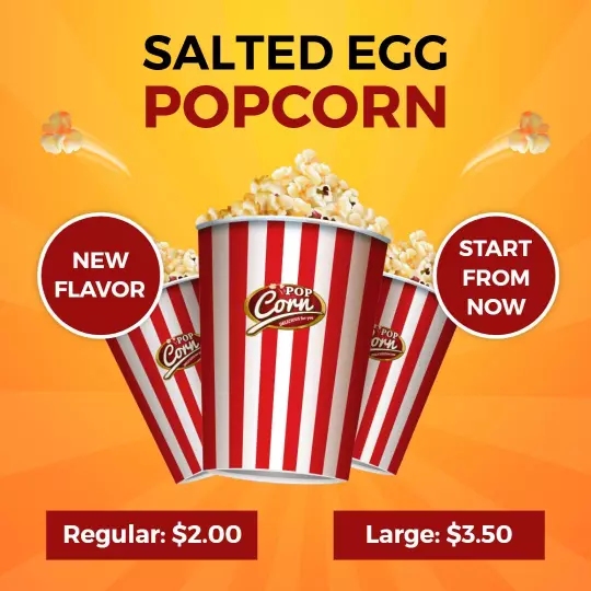 Vibrant Salted Egg Popcorn Flavor Promotion Ad Template