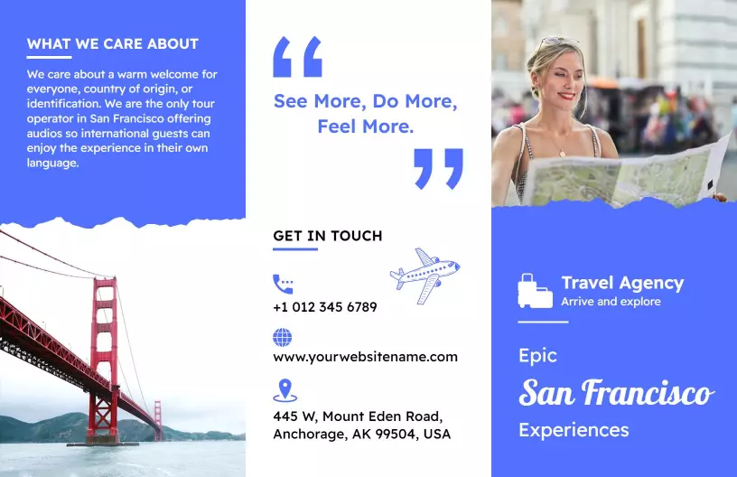 Vibrant San Francisco City Tour and Adventure Travel Brochure Template