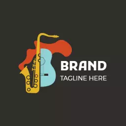 Vibrant Saxophone and Guitar Design Celebrating Jazz Music Logo Template