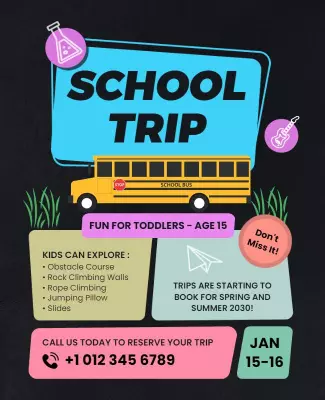 Vibrant School Trip Adventure for Kids Poster Template