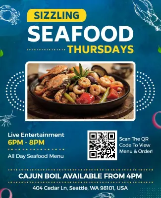 Vibrant Seafood Thursdays Event with Cajun Boil Flyer Template