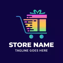 Vibrant Shopping Cart Design Showcasing Gift Shop Logo Template