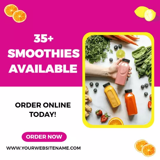 Vibrant Smoothies Selection with Fresh Ingredients Ad Template
