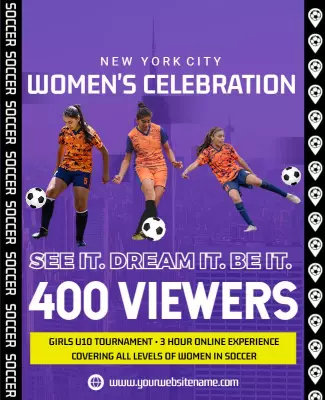 Vibrant Soccer Women's Celebration Tournament Poster Template