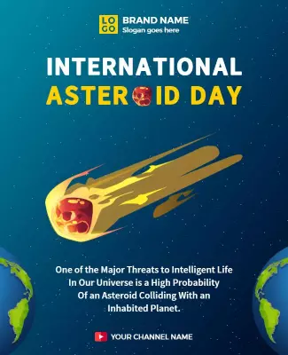 Vibrant Space-Themed International Asteroid Day Poster Template