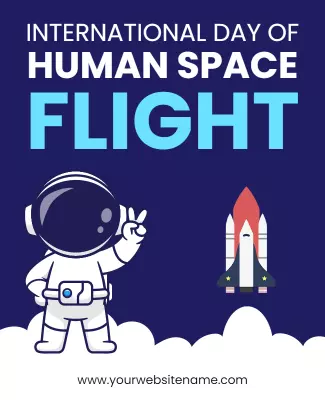 Vibrant Space-Themed International Day of Human Flight Poster Template