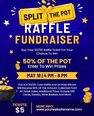 Vibrant Split the Pot Raffle Promotion Poster Template