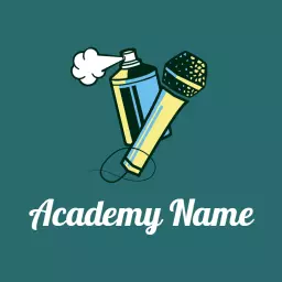 Vibrant Spray Paint and Microphone for Hip Hop Academy Logo Template