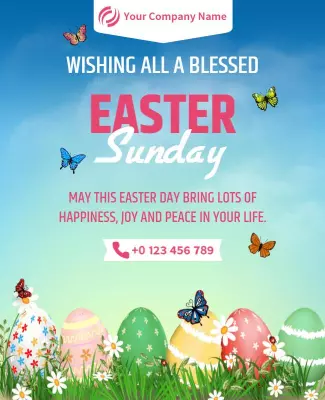 Vibrant Spring Easter Celebration with Colorful Eggs Poster Template