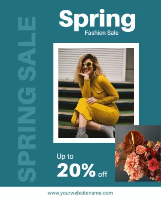 Vibrant Spring Fashion Sale with Floral Accents Poster Template