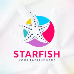 Vibrant Starfish Design with Colorful Beach Elements Logo Template