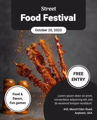Vibrant Street Food Festival with Dance and Games Poster Template